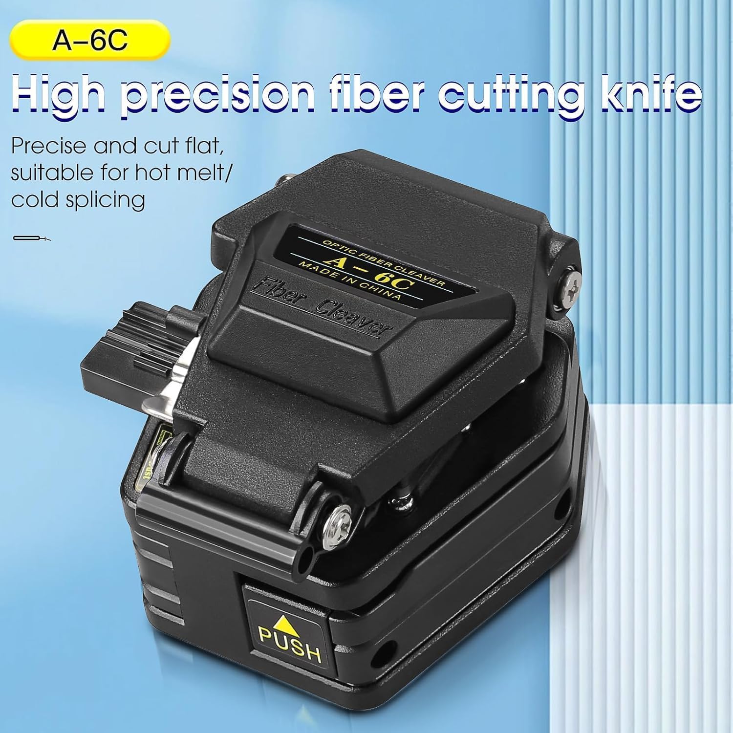 2-Piece Set High Precision Fiber Cleaver A-6C Suitable For Fiber Optic Hot Melt & Cold Welding, Automatic Return Design Fiber Optic Cable Cutter And 3-Port Fiber Optic Stripper