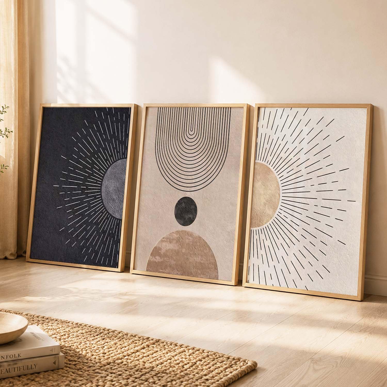 BOHO Wall Art Set - 3 Minimalist Frames -30 BOHO Wall Art Set - 3 Minimalist Frames -30
