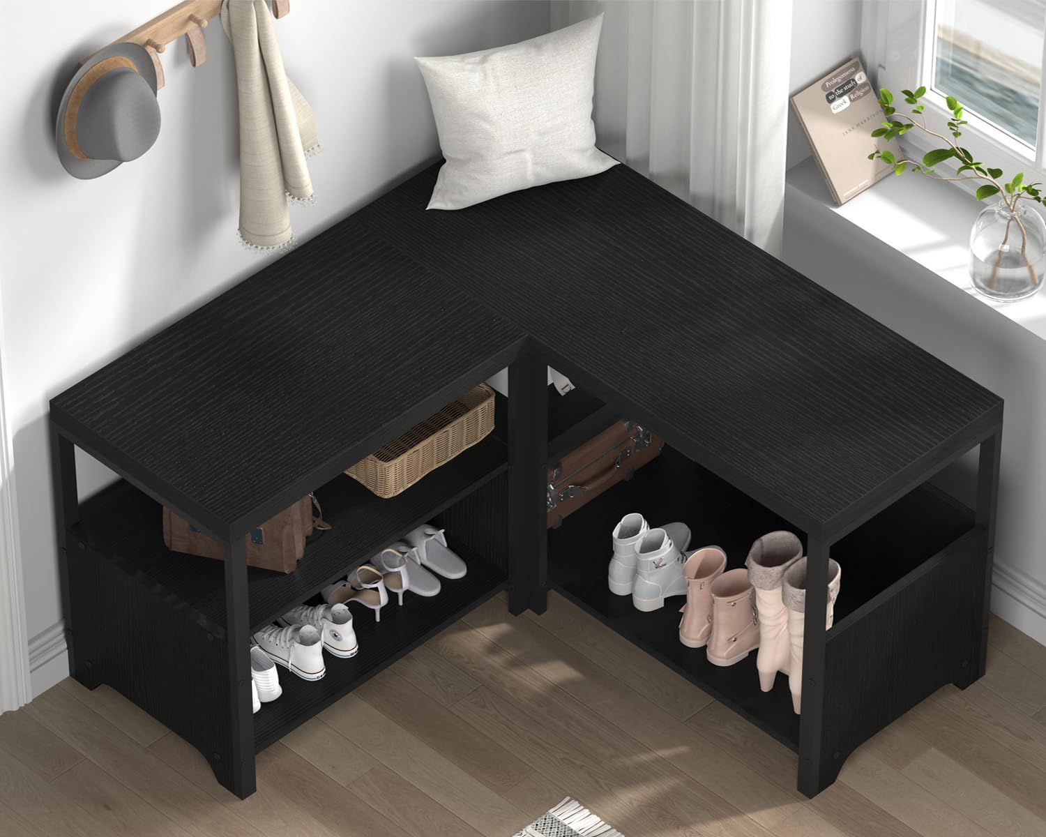 Entryway Corner Bench And Shelf Corner Entryway Bench Wayfair Canada