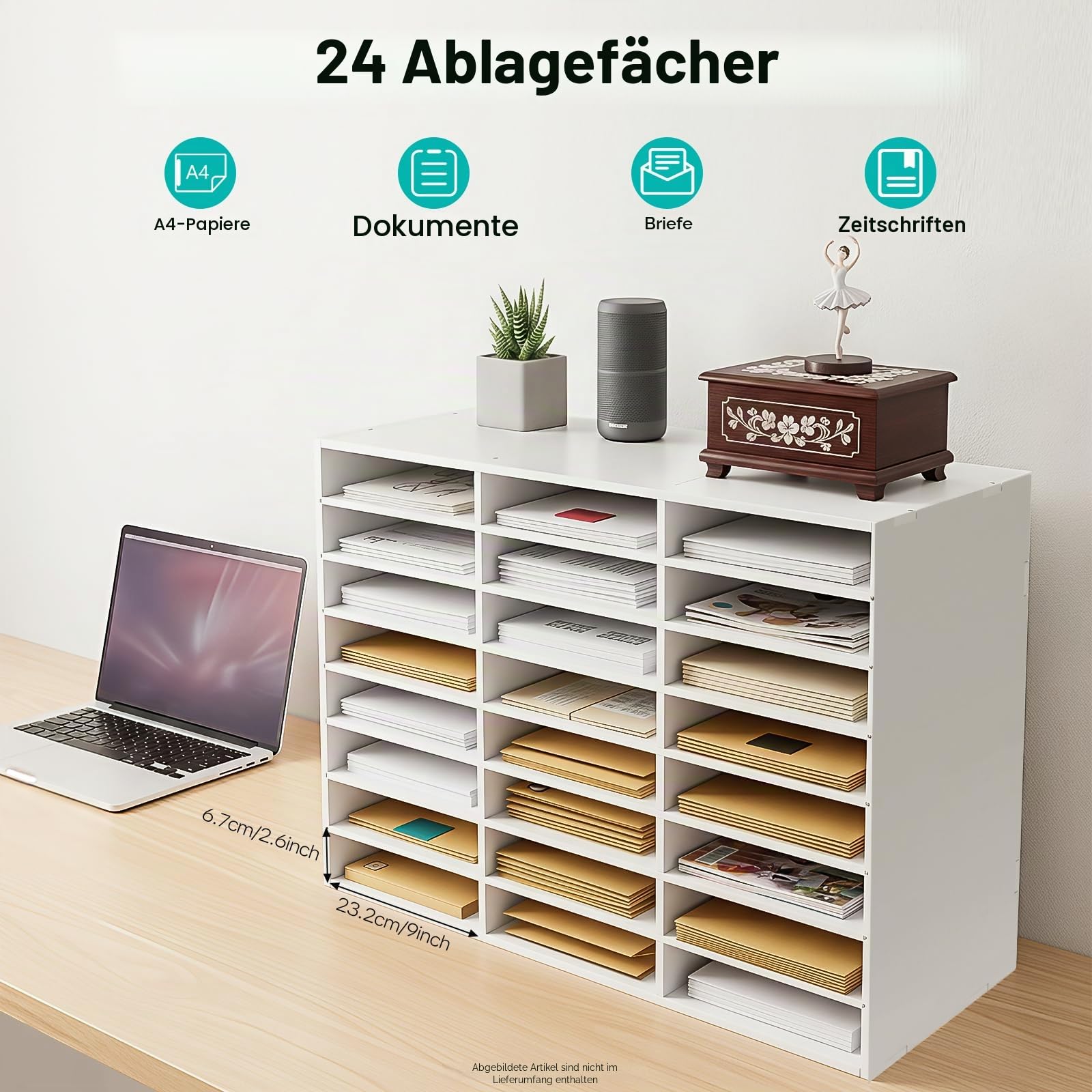 Ablagefächer, 24/36-Fächer-Literatur-Organisator, Büro Schreibtisch Organizer, Desktop-Aktenhalter Dokumentenlager, Dokumentenhalter, für Bücher, Zeitschriften (Weiß, 73.7 * 30.2 * 59.6cm)