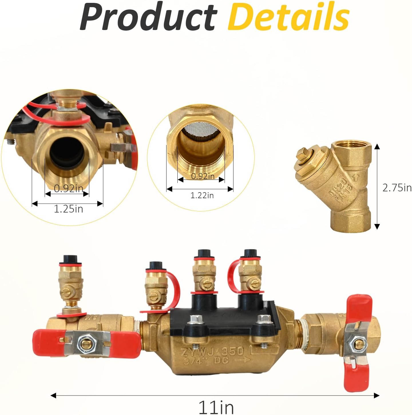 34-350 3/4" 350 Double Check Backflow Preventer and 3/4 Inch SXL Cast Bronze Wye Strainer