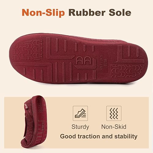 Miniatura 6 de LongBay Pantuflas ajustables para mujeres, de espuma viscoelástica, cómodas, anchas, zapatos de casa para diabéticos, Edema, ortopédicos