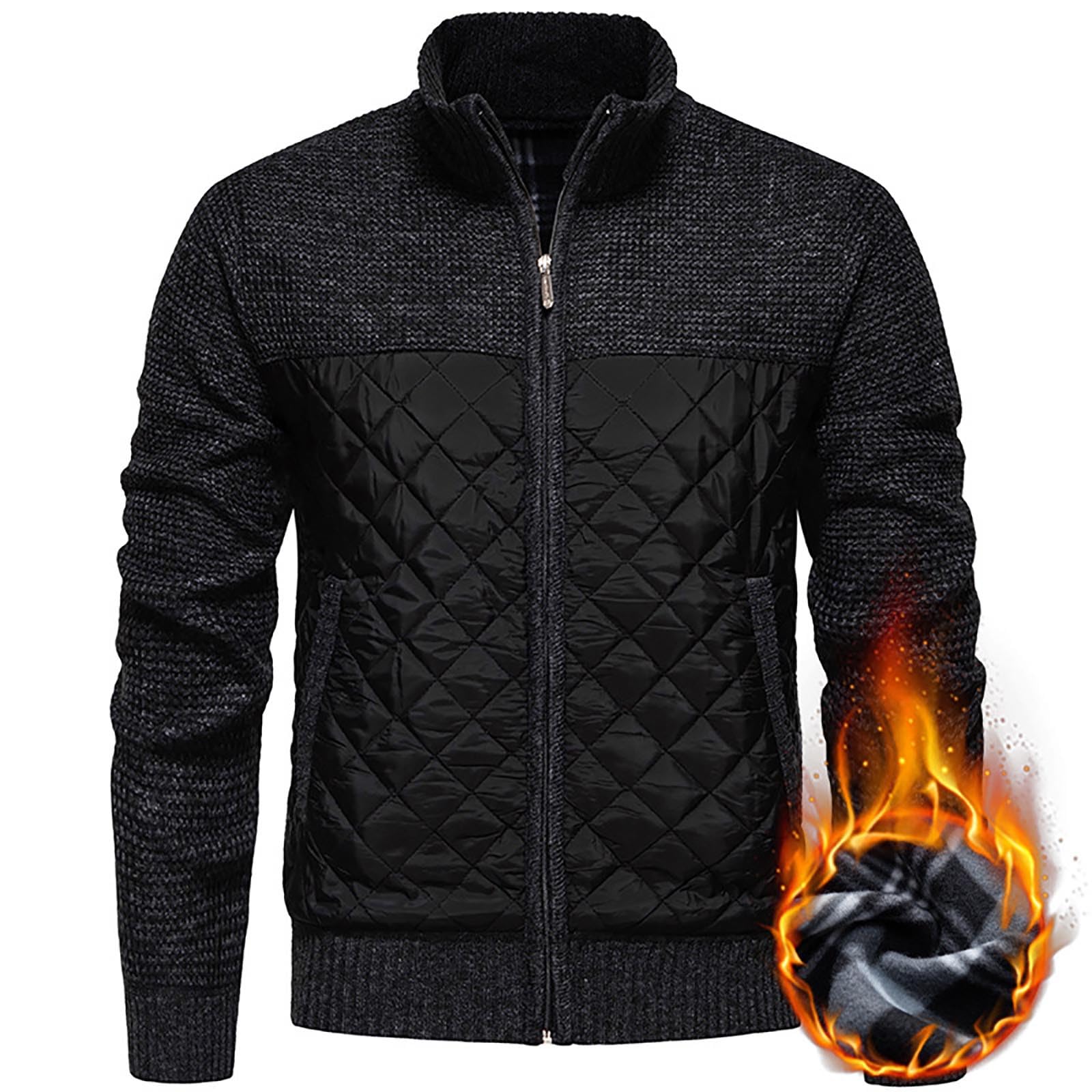 Genérico Jersey Hombres - Jersey Punto Hombre Suéter Tipo cárdigan de Punto Grueso para Hombre de otoño e Invierno Holgado con Cuello a Cuadros