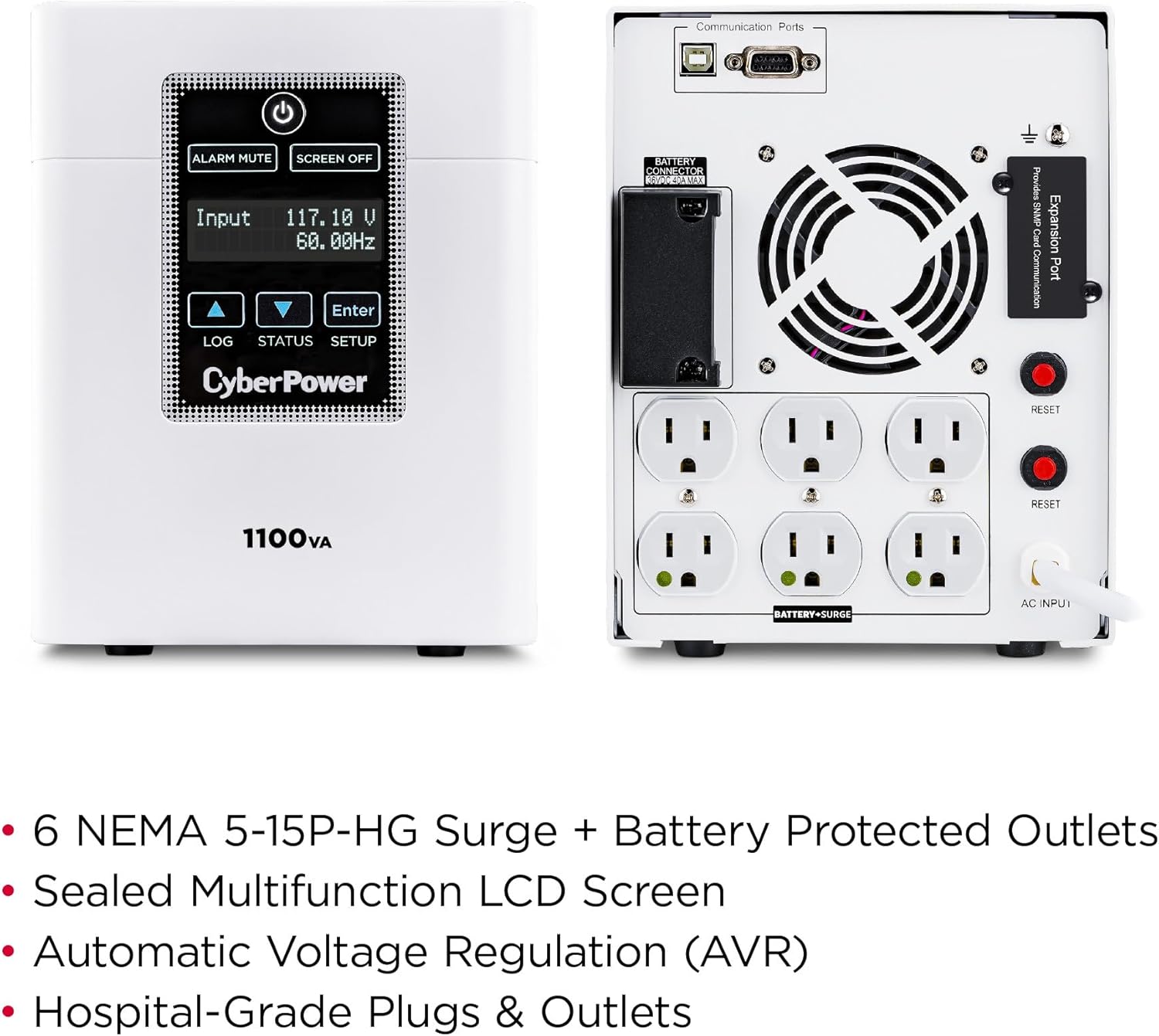 CyberPower M1100XL Medical-Grade UPS Battery Backup and Surge Protector, 1100VA/880W, 6 Outlets, AVR, Tower, UL Certified