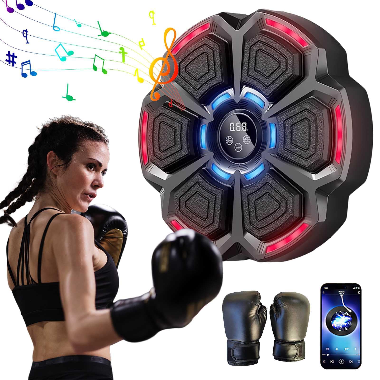 Macchina Da Boxe Intelligente 2024 Con LED E Bluetooth - Allenamento Digitale A Parete Con Guantoni