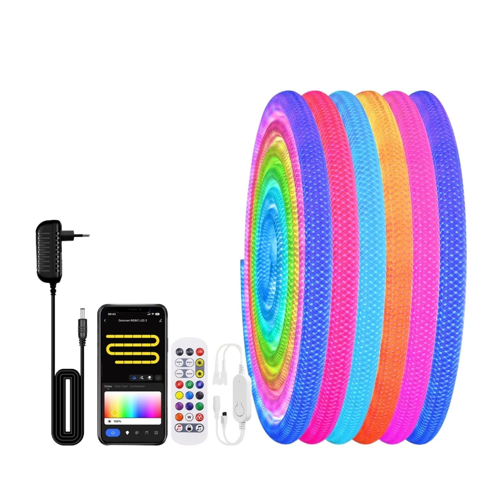 Striscia neon 5V a 360° con Bluetooth/Wi-Fi(WIFI Neon Light Kits,2M-1MX2_EU)