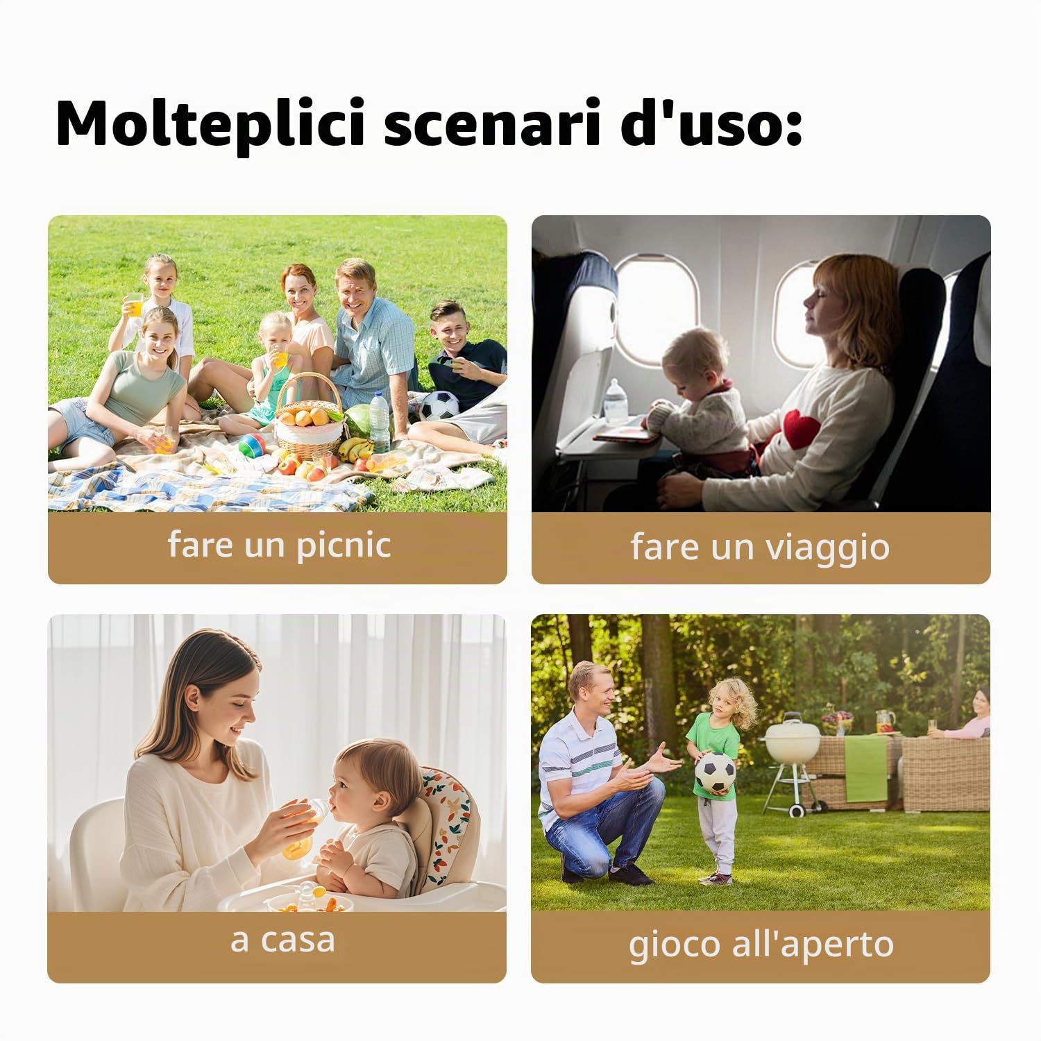 YOTIME Set Spazzole Biberon Viaggio con Scola Biberon Pieghevole, Apertura Automatica & Fessure di Asciugatura Verticale, 3 Spazzole + Dispenser, Essentials per Genitori in Viaggio, Caffè Chiaro