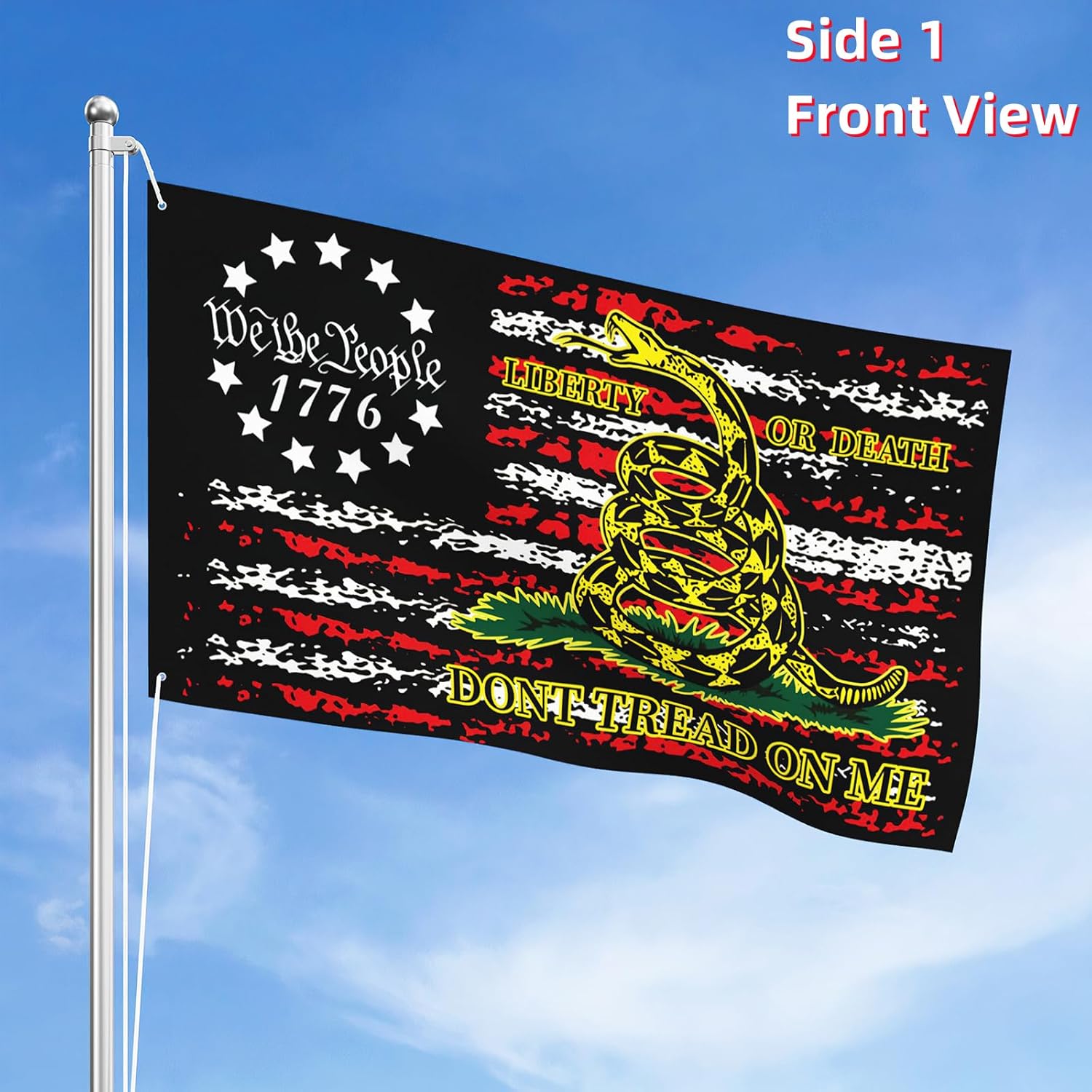 Dont Tread On Me Flag We The People 1776 Vintage American Flag 3x5 Ft 3Ply Double Sided Gadsden Flags for 4th of July Outdoor House Yard Decoration
