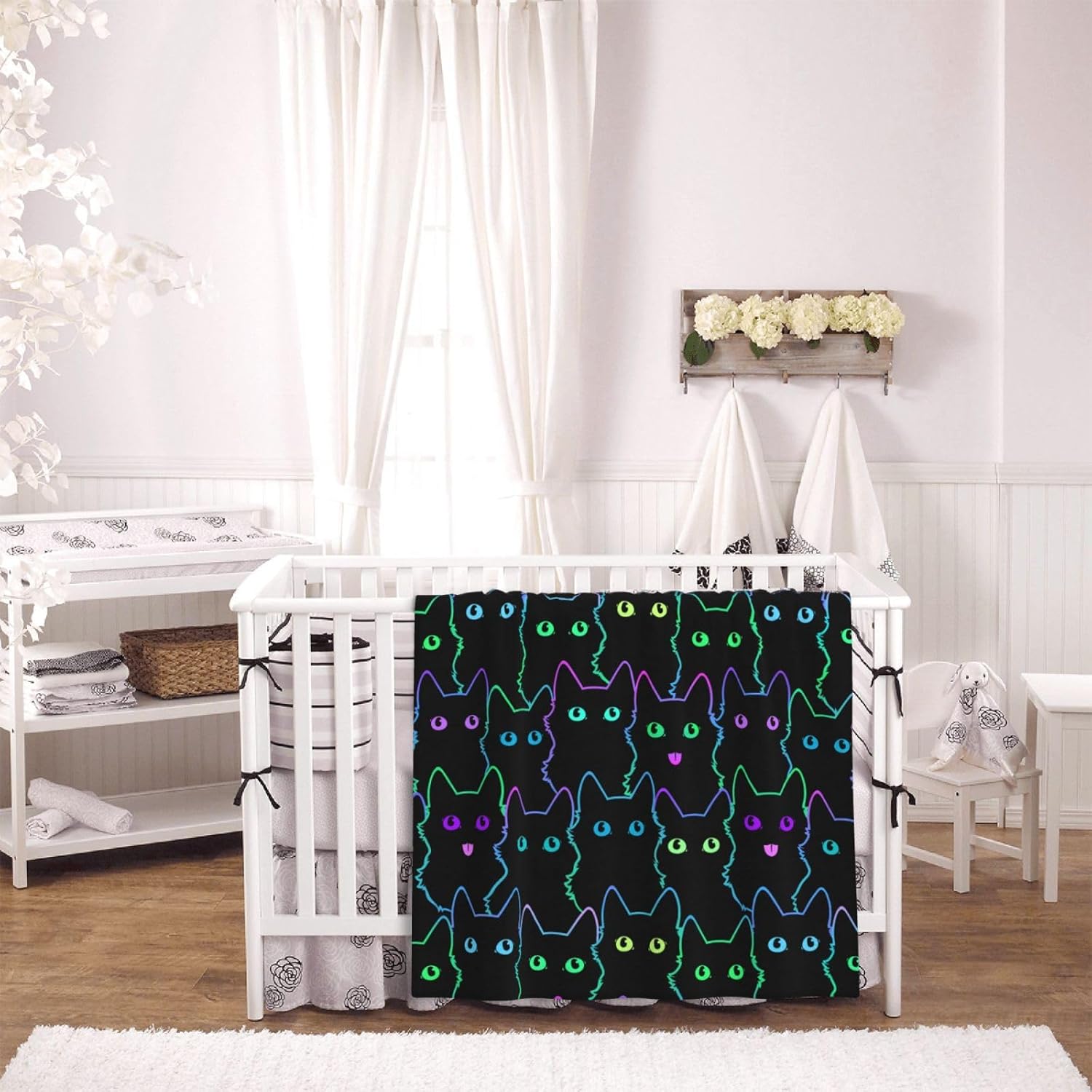 Perinsto Funny Black Cats Throw Blanket Ultra Soft Warm All Season Cute Animal Silhouettes Decorative Fleece Blankets for Bed Chair Car Sofa Couch Bedroom 50"X40" - Image 4