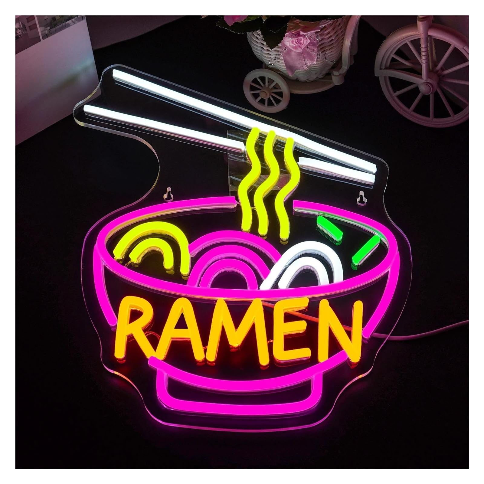 Scritta luminosa Insegna Al Neon Ramen A, Decorazione Per Bar Di Noodle Giapponesi, Per Ristoranti Di Ramen E Cucine Domestiche Per Amanti Di Sushi E Noodle 38cmх32cm