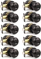 Orger 10 Pack Oil Rubbed Bronze Privacy Door Knobs - Keyless Interior Lockset for Bathroom Bedroom, Easy Install Reversible