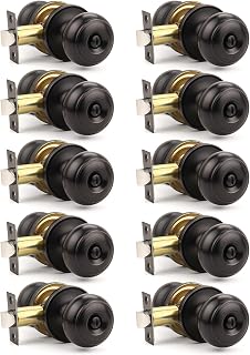 Orger 10 Pack Oil Rubbed Bronze Privacy Door Knobs - Keyless Interior Lockset for Bathroom Bedroom, Easy Install Reversible