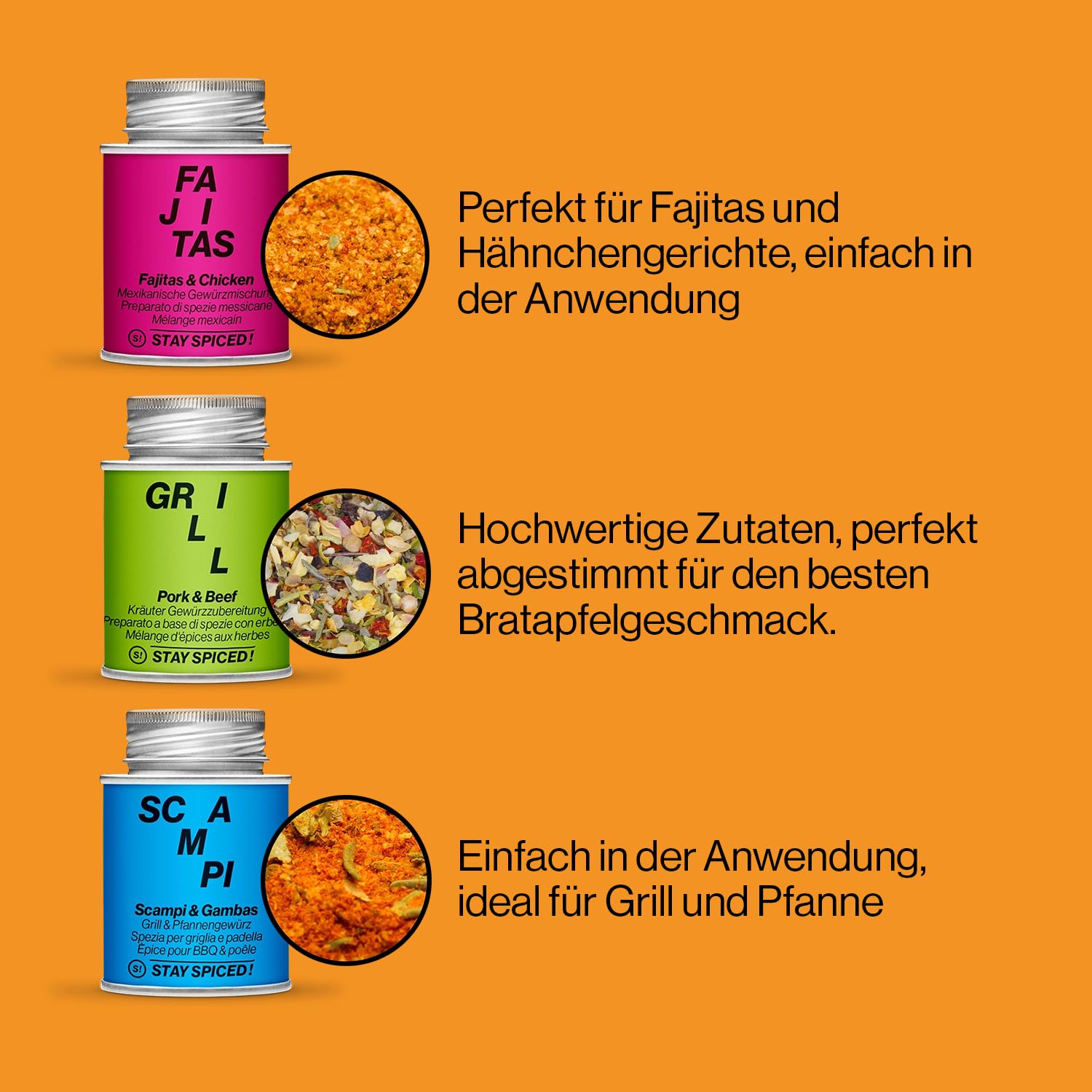 STAY SPICED! Grill | Premium Geschenkbox mit 6 Gewürzen