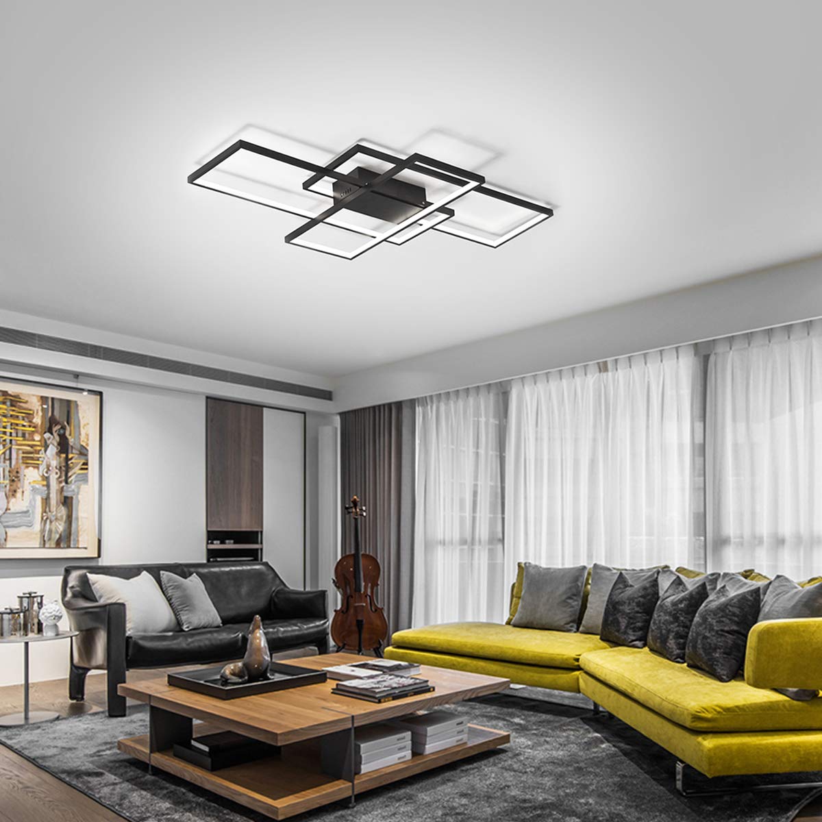 LED Ceiling Light,75W Modern Ceiling Lamp,3Squares Acrylic