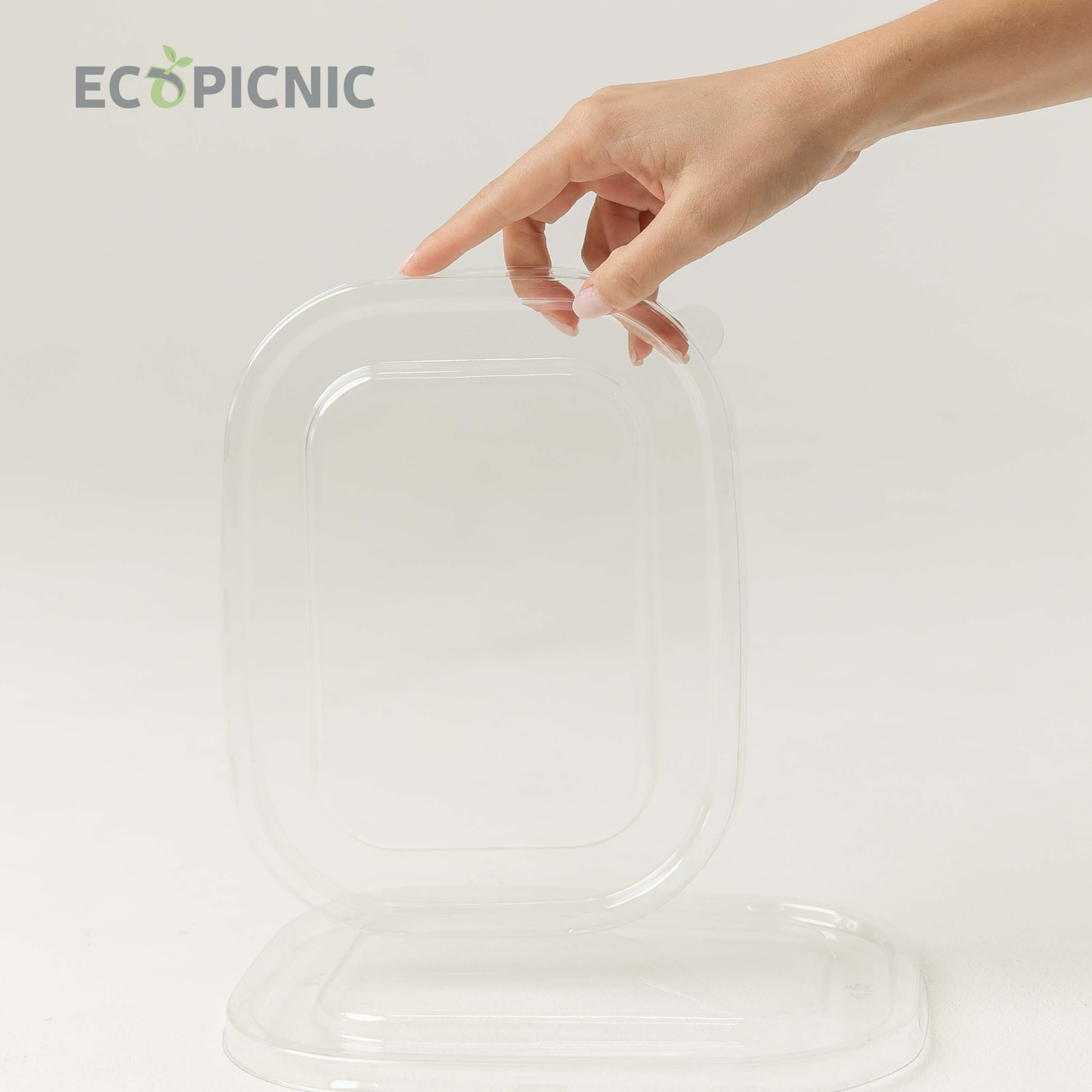 300 sztuk Wieczek PET do Misk z Bagassy 1100/1800 ml | Przezroczyste Wieczka Odporne na Przecieki do Ekologicznych Jednorazowych Pojemników na Żywność, Idealne do Zup