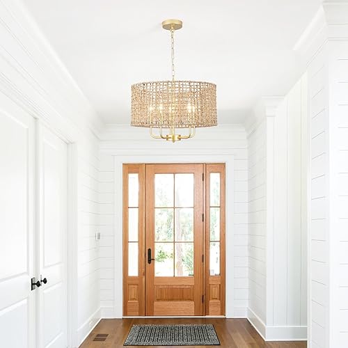Miniatura 7 de MRHYSWD Gold Chandelier Light Fixture 6 Lights Modern Farmhouse Chandelier for Dining Room Candle Pendant Light Fixtures Ceiling Hanging Chandeliers