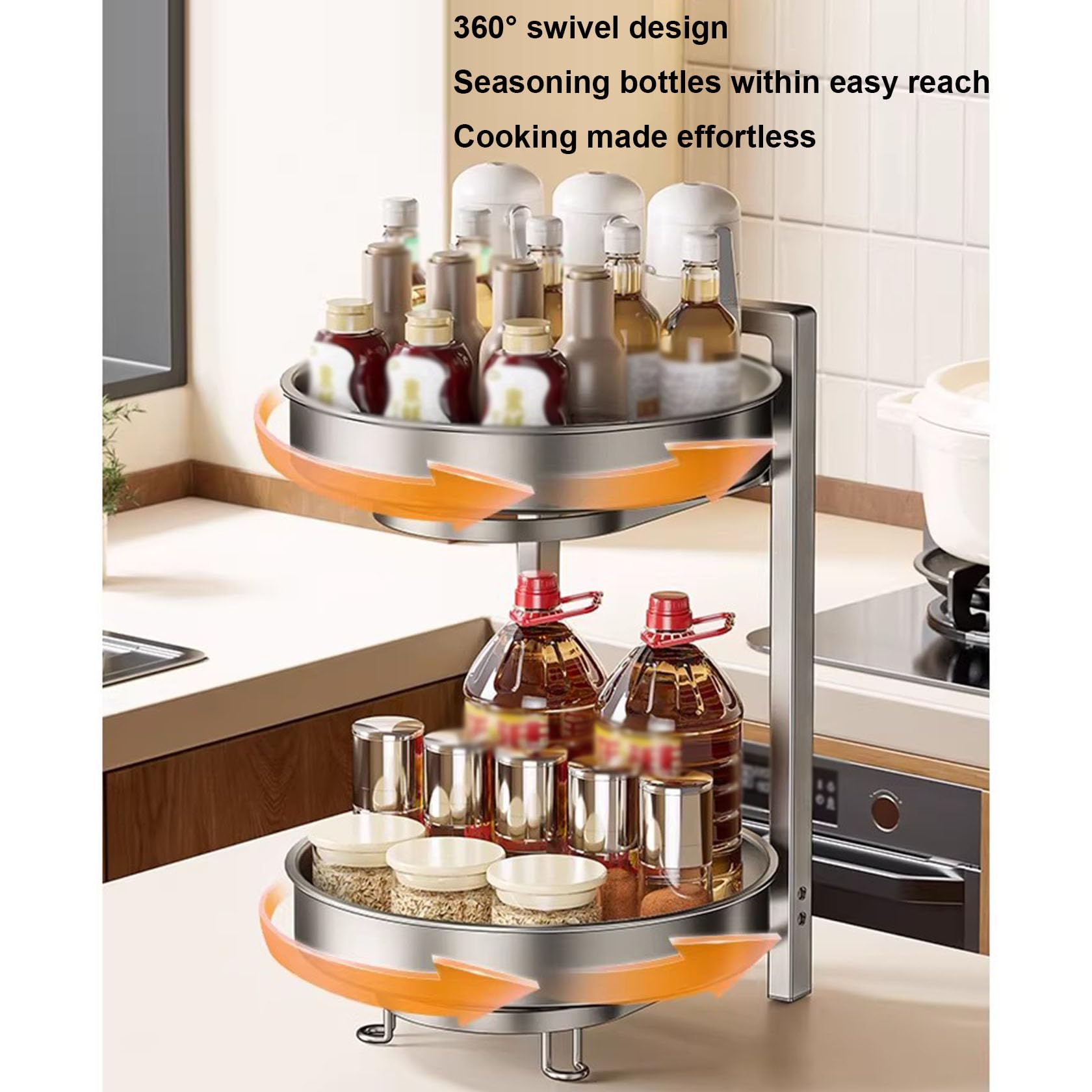 Étagère À Épices Rotative, Lazy Susan pour Platine, Étagère De Rangement Tournante À 2 Niveaux,2 layer