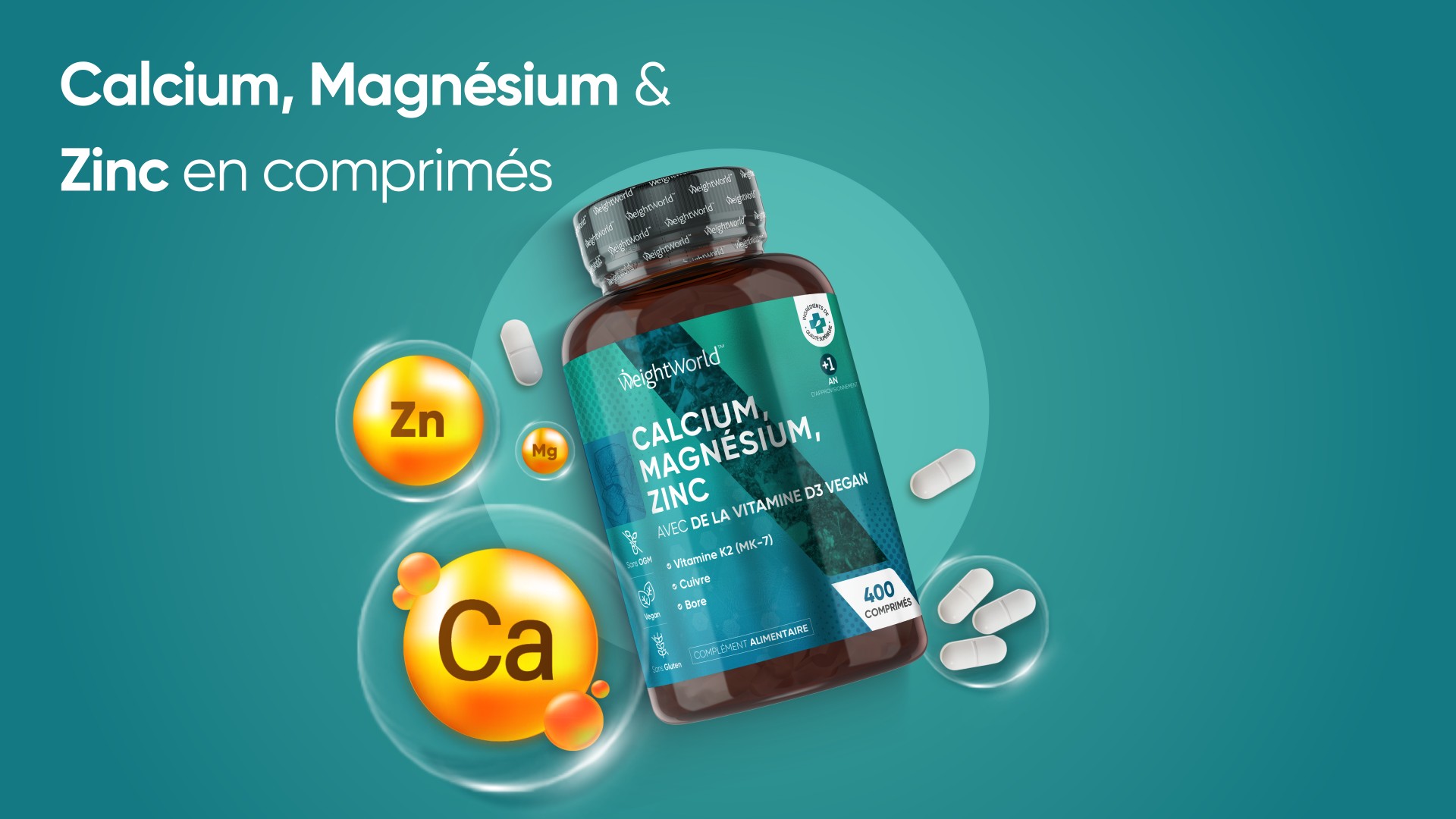 Complément Alimentaire Cal-Mag-Zinc Avec Vitamine D - 60 Comprimés - Fabriqué En Italie