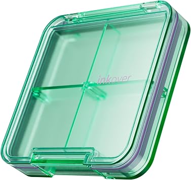 Small Pill Box, Travel Pill Organizer, Small Pill Case, Pill Container for Purse 4 Compartments, Daily Compact Travel Medicine Holder for Vitamins Medication Green