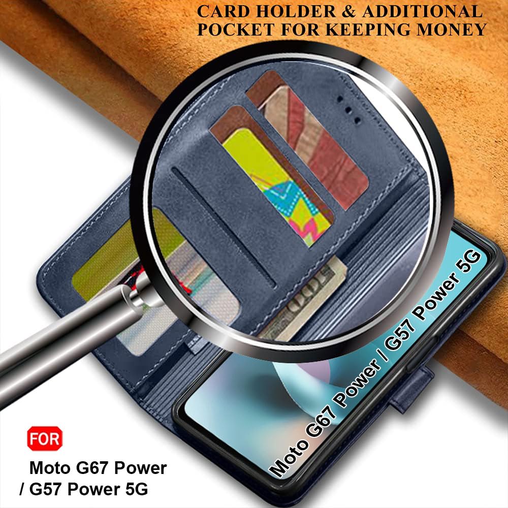 TheGiftKart Flip Back Cover Case for Motorola Moto G67 Power / G57 Power 5G | Dual-Color Leather Finish | Inbuilt Stand & Pockets | Wallet Style Flip Back Case Cover (Faux Leather, Blue & Sky) — Amazon image 6