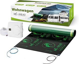 0,8x3m Fussbodenheizung für Fahrzeuge | Wohnwagen Wohnmobil Camper Tinyhaus Caravan PKW LKW Boot Yacht | einfach nachrüsten | inkl. Thermostat