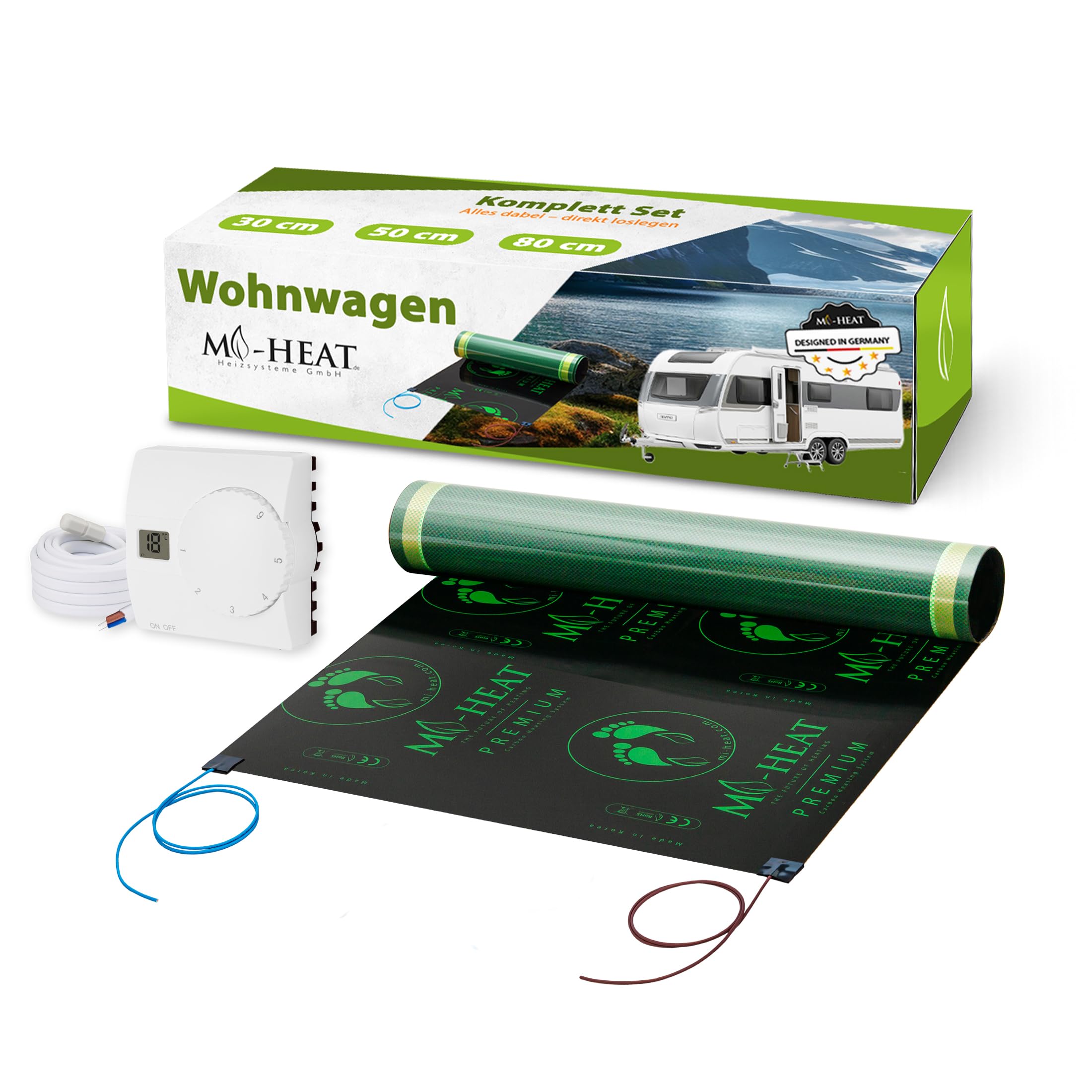 Mi-Heat 130W/m² 0,5x3,75m Riscaldamento a Pavimento per Camper + termostato Ambiente