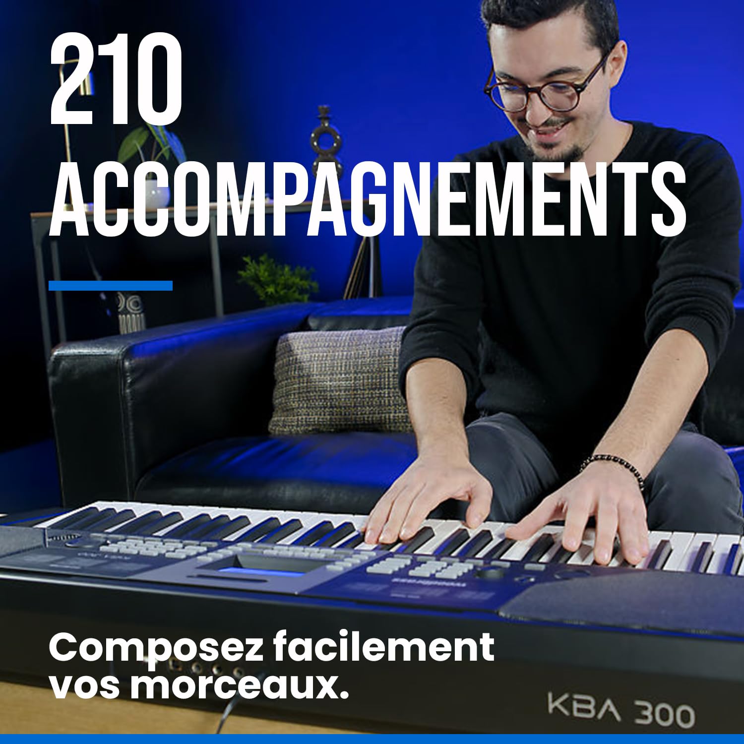 Woodbrass KBA300 - Teclado para principiantes, divertido, accesible con modo de aprendizaje interactivo, ideal para el jugador de teclado aficionado: perfecto para aprender y crear