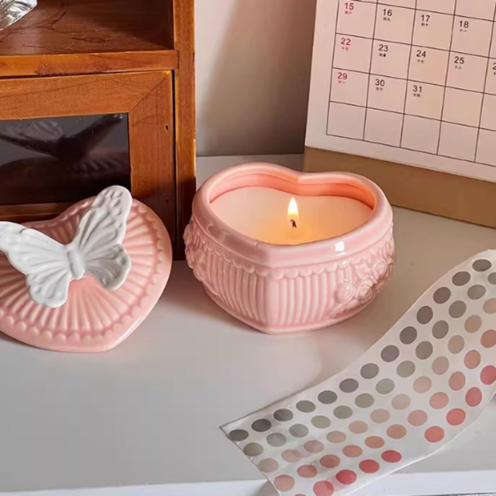 Compacto Velas de cerámica, velas perfumadas for mujer, de larga duración, hechas con cera de soja y aceites esenciales, decoración elegante for el hogar no es picante(Gardenia)