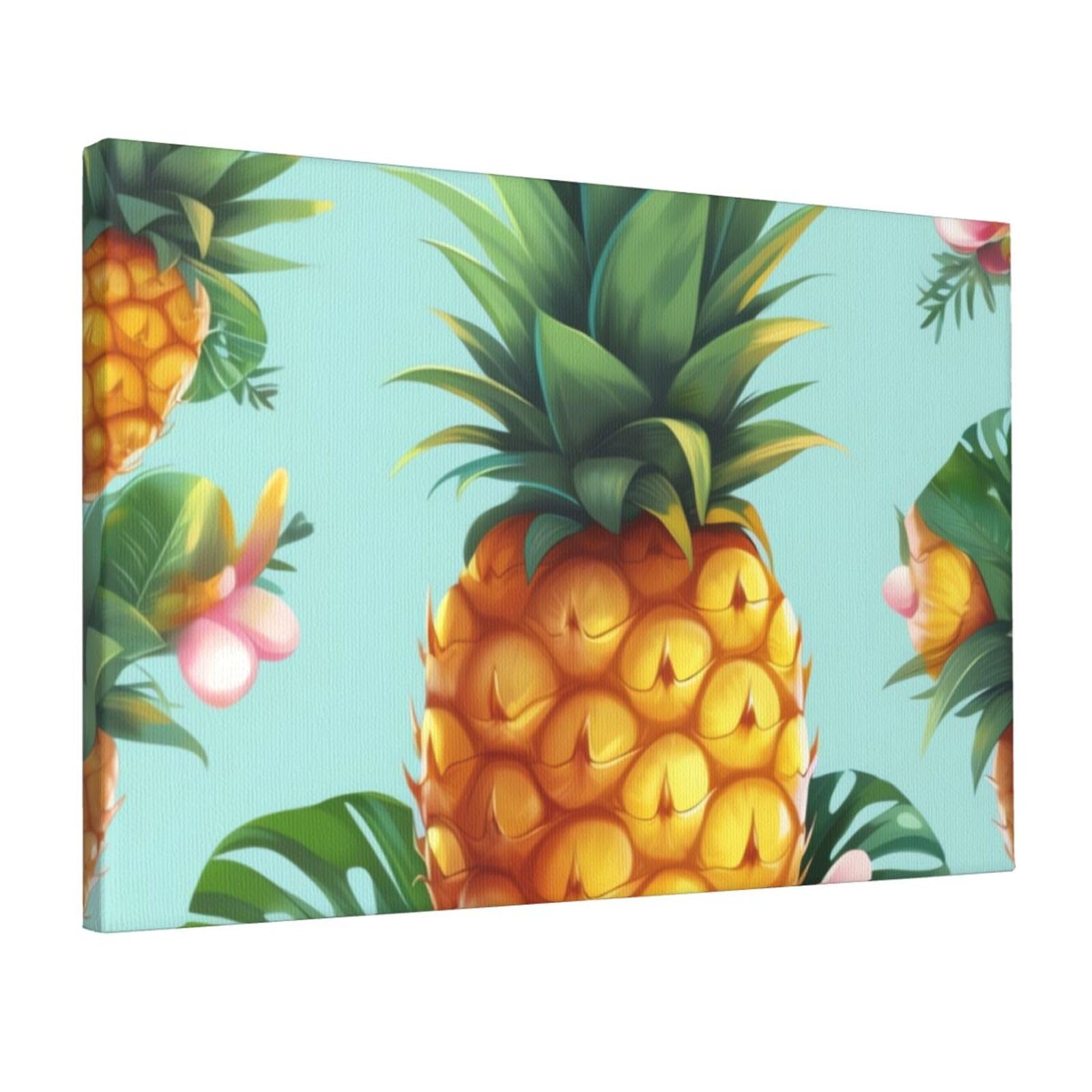 KLOPH Tropical Pineapple Canvas Wall Art for Living Room 12"x18" Modern Artwork Painting for Bathroom Hanging Canvas Prints Aesthetic Wallart for Bedroom Kitchen Office Wall Decor