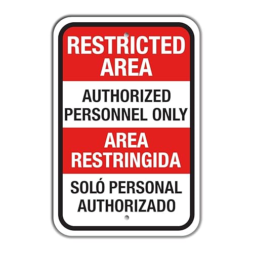 SmartSign Letrero bilingüe "Área restringida - Solo personal autorizado" Aluminio de 18 x 24 pulgadas