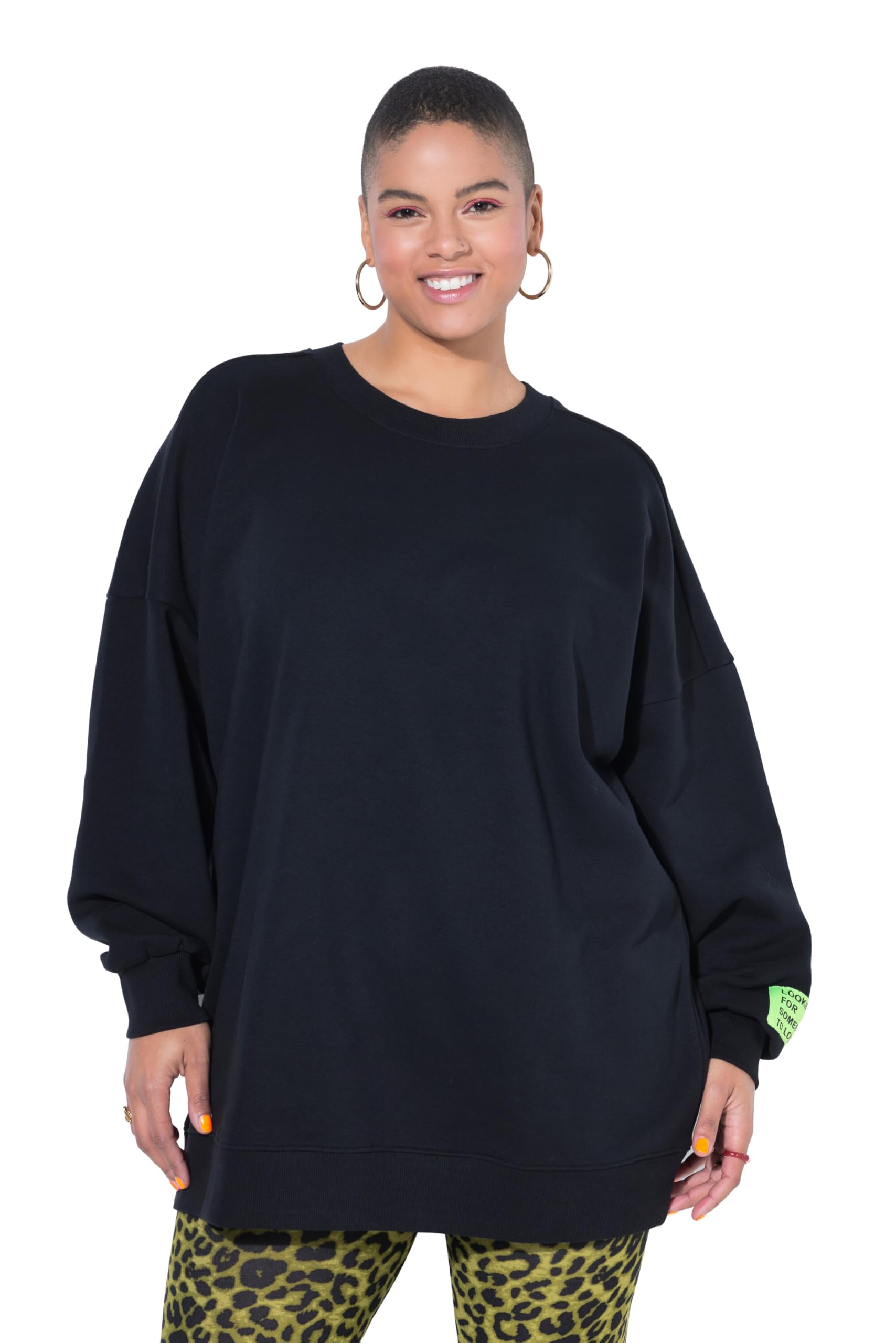 Studio Untold Damen große Größen Übergrößen Plus Size Sweatshirt, Oversize Shape, Ärmel-Patch 849894