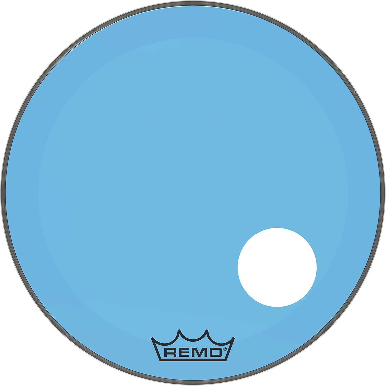 Remo Powerstroke P3 Colortone Blue Bass Drumhead, 24", 5" Offset Hole