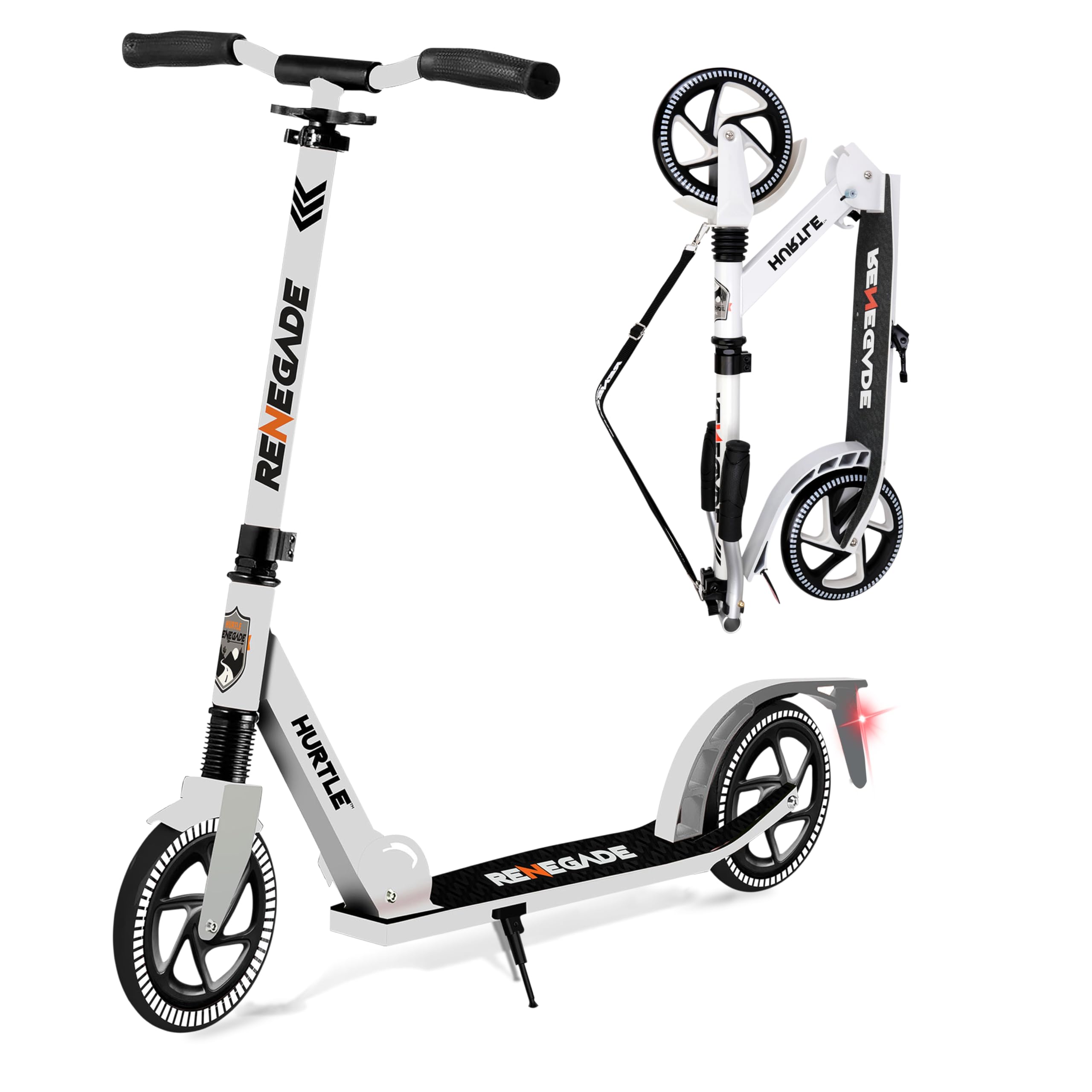Hurtle Scooter for Kids Ages 8+, Adult Scooter Foldable w/ 200mm Big Wheels, 2 Wheel Stunt Scooters for Teenagers, Lightweight Kick Scooter, Adjustable Handlebar, Alloy Anti Slip Deck w/Carrying Strap