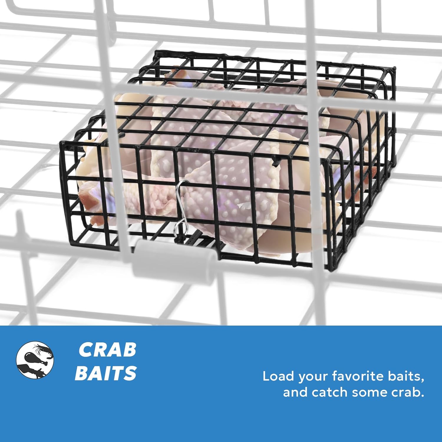 Vinyl-Coated Wire Crab Bait Cages for Heavy Duty Crab Trap Pot, Cage Box 6"x6"x3"