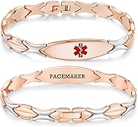 Vista 67 de LinnaLove Pulseras de alerta médica personalizadas para mujer, pulseras médicas de emergencia de acero inoxidable con grabado gratuito (7.5)