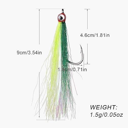 Miniatura 16 de Clouser Minnow - Señuelo de pesca con mosca, señuelo de pesca con mosca de agua salada, moscas de lubina a rayas de pesca con cola de buque