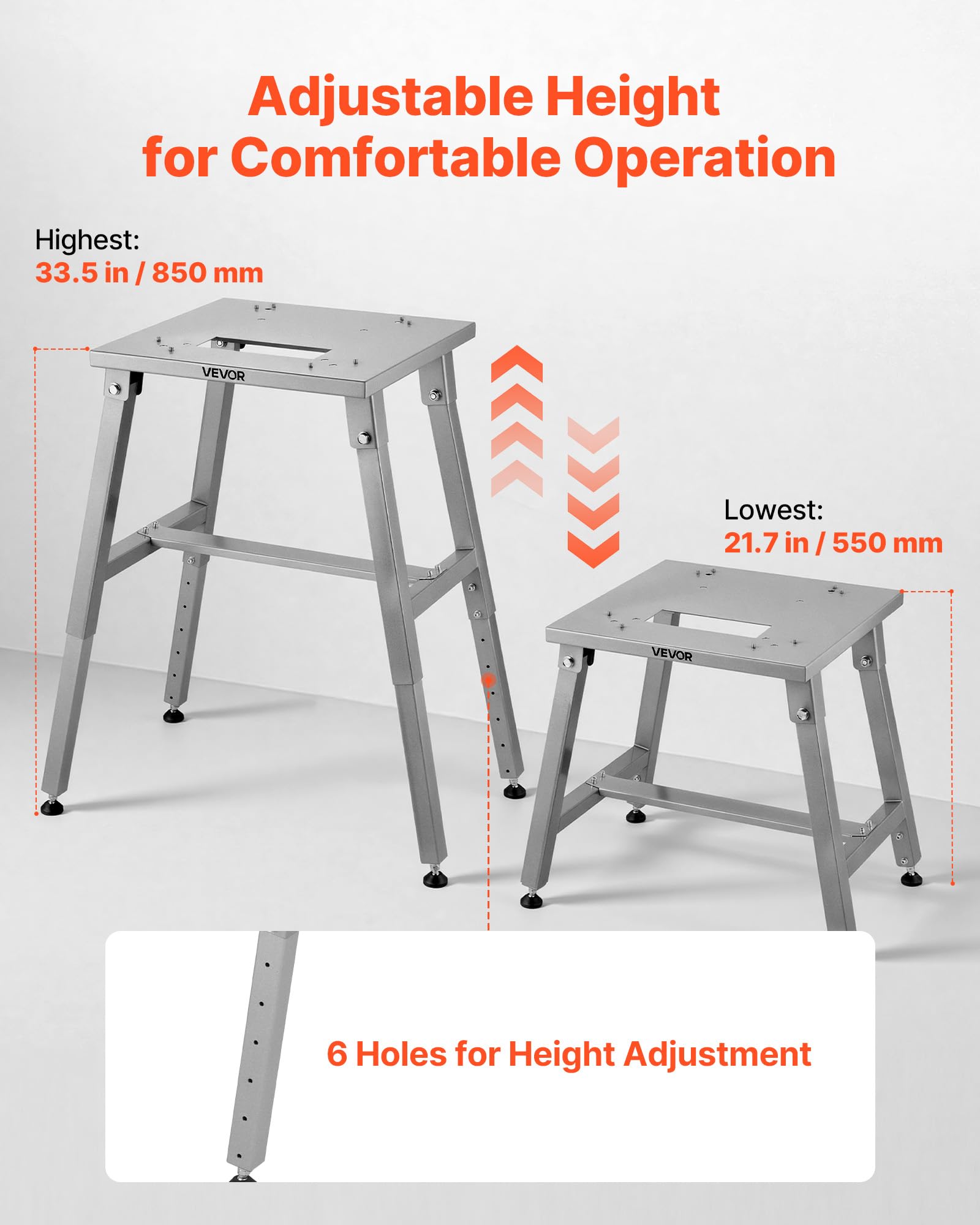 VEVOR Support Scie à Os Électrique Boucher pour Scie à Ruban Table, Compatible BS-130 BS-250, Hauteur Réglable, Cadre H Stable