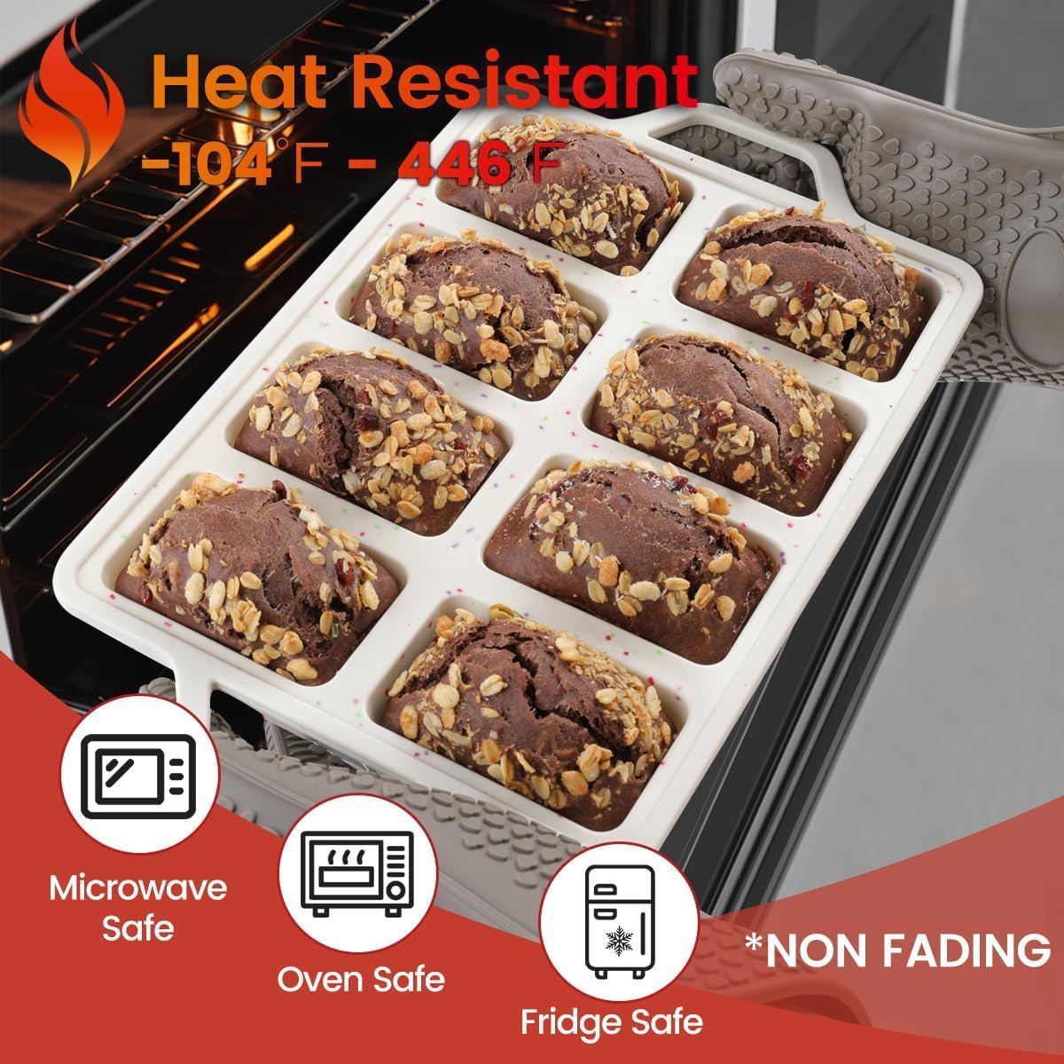 CAKETIME Mini Muffin Pan, Mini Loaf Pans, Metal Reinforced Frame Baking Cornbread, Mini Bread, Mini Loaf, Mini Muffins, Mini Cupcakes, Mini Egg Bites