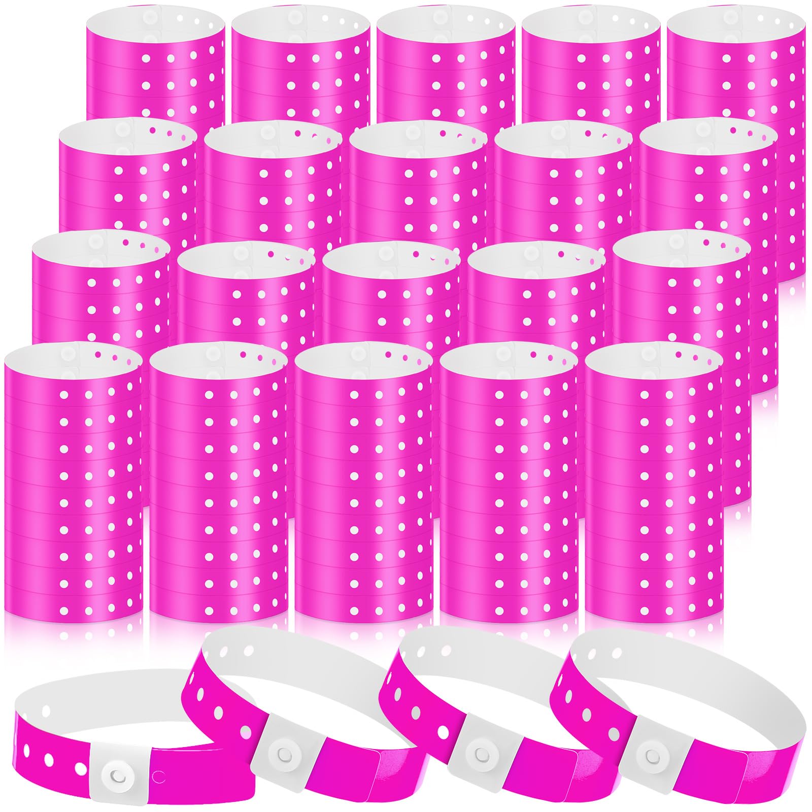 Henoyso 600 Pcs Plastic Wristbands for Events Vinyl,Pink — image 1