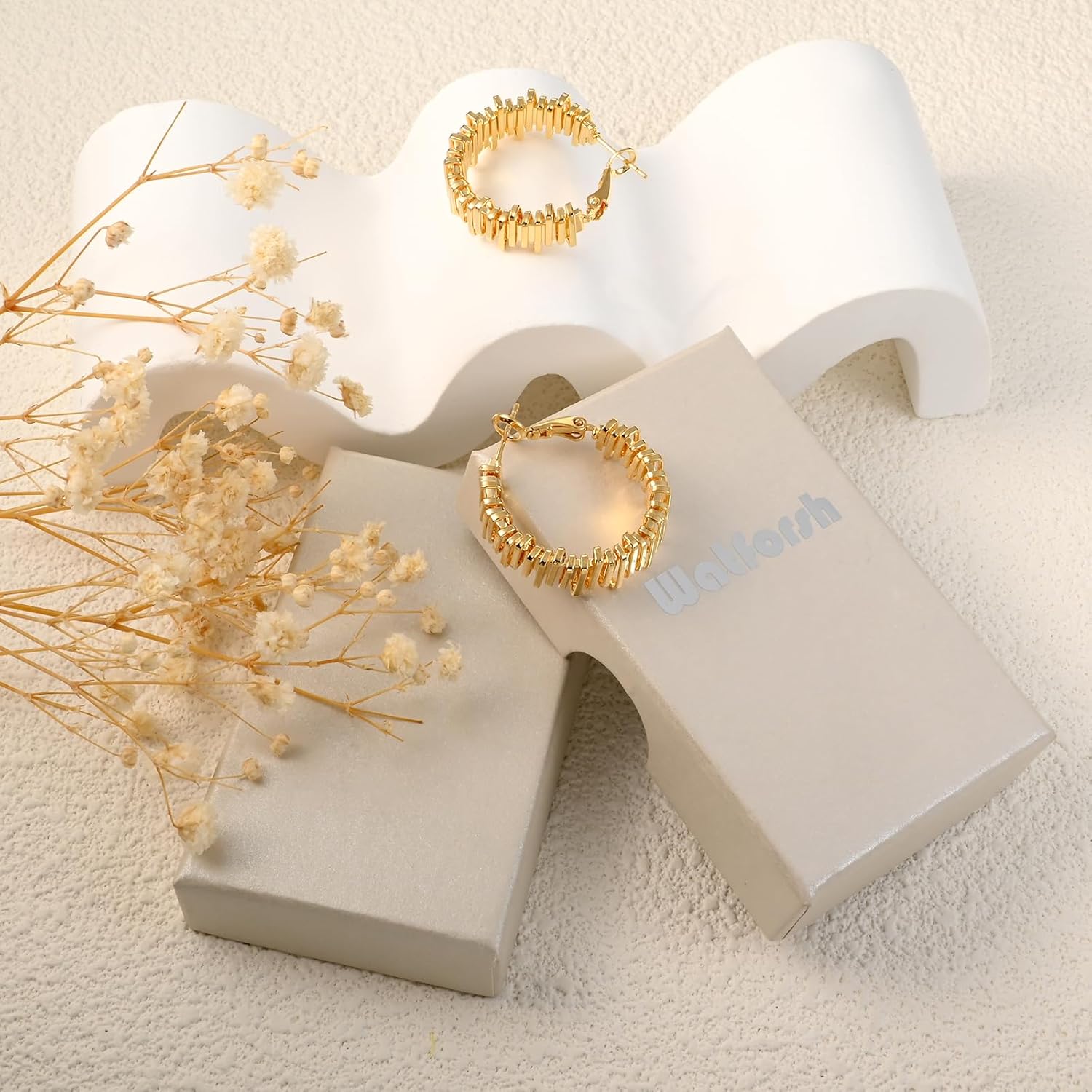 Gold Chunky Hoop Earrings for Women lightweight Thick Huggie Hoops Irregular Earrings for Daily - Image 7