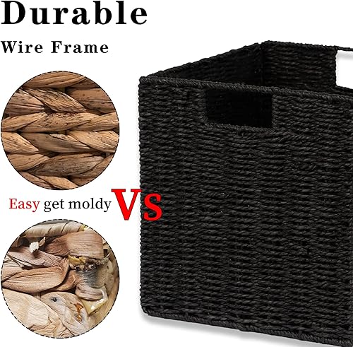 Miniatura 3 de Vagusicc Cesta de almacenamiento de mimbre, juego de 4 2 unidades de 9 pulgadas + 2 paquetes de 11 pulgadas cestas de mimbre tejidas a mano para