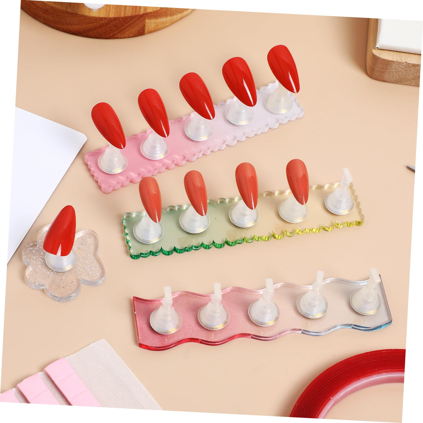 Beatifufu Nail Stand Set Press Nails Display Stand Sticky Putty Manicure Tools for Diy