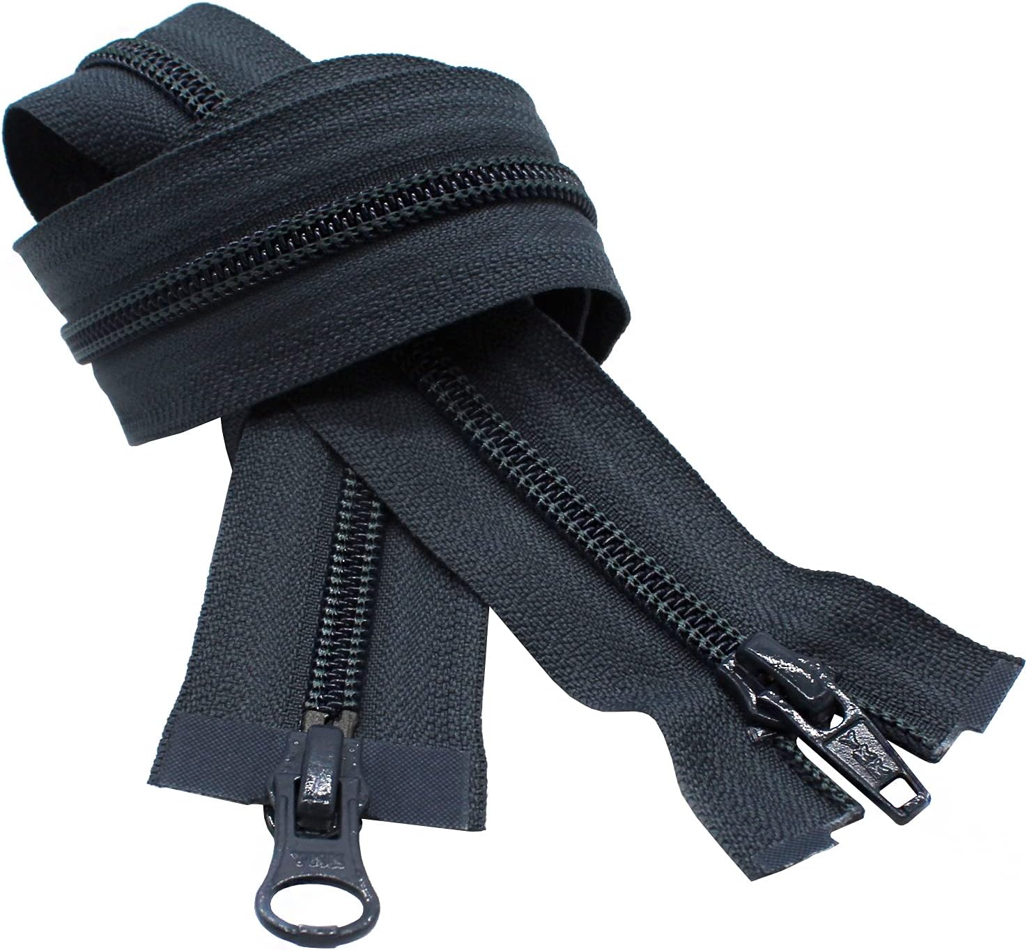 36" Inches #5 Nylon Coil 2-Way Dual Separating Charcoal Grey YKK Jacket Zipper - Choose Your Length - Color Charcoal Grey 579 - Made in The United States (1 Zipper Per Pack)