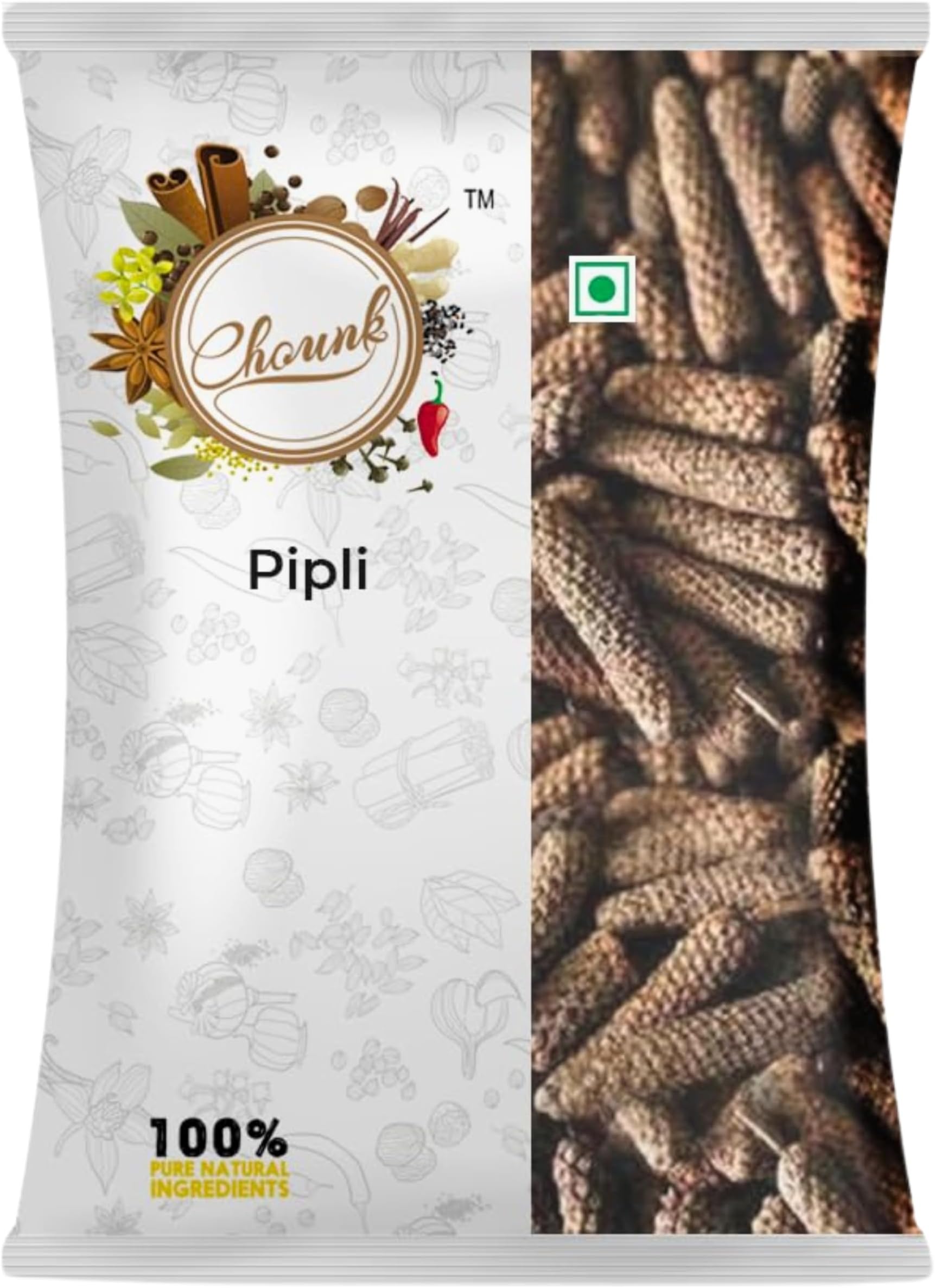 Chounk Premium Pipli Long Pepper Whole - 50 Gram| Long Pepper Pippali, (Pipli,Pipal Badi, Pippali), Black Pepper, Whole Spices