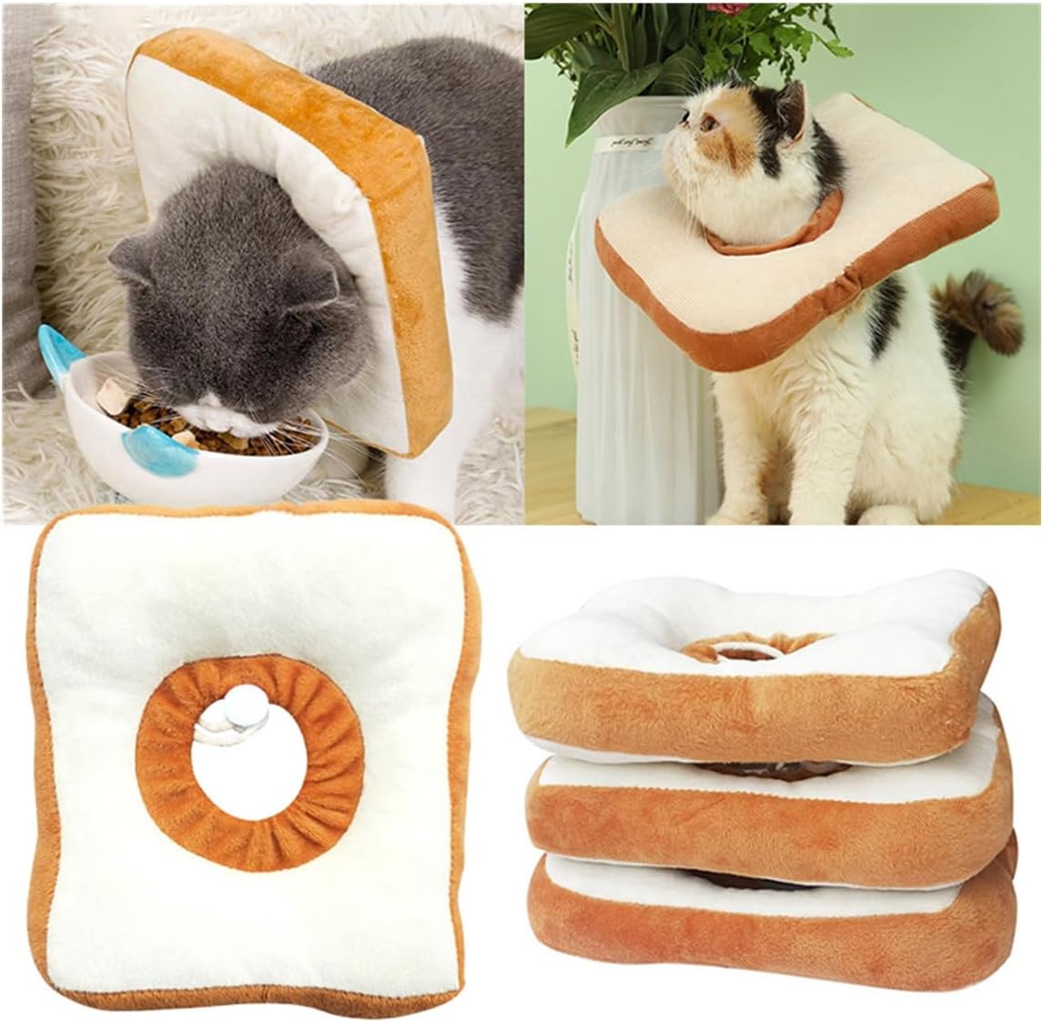 Toast Shape Cat Cone Collar, Comfy Collar for Cat Recovery