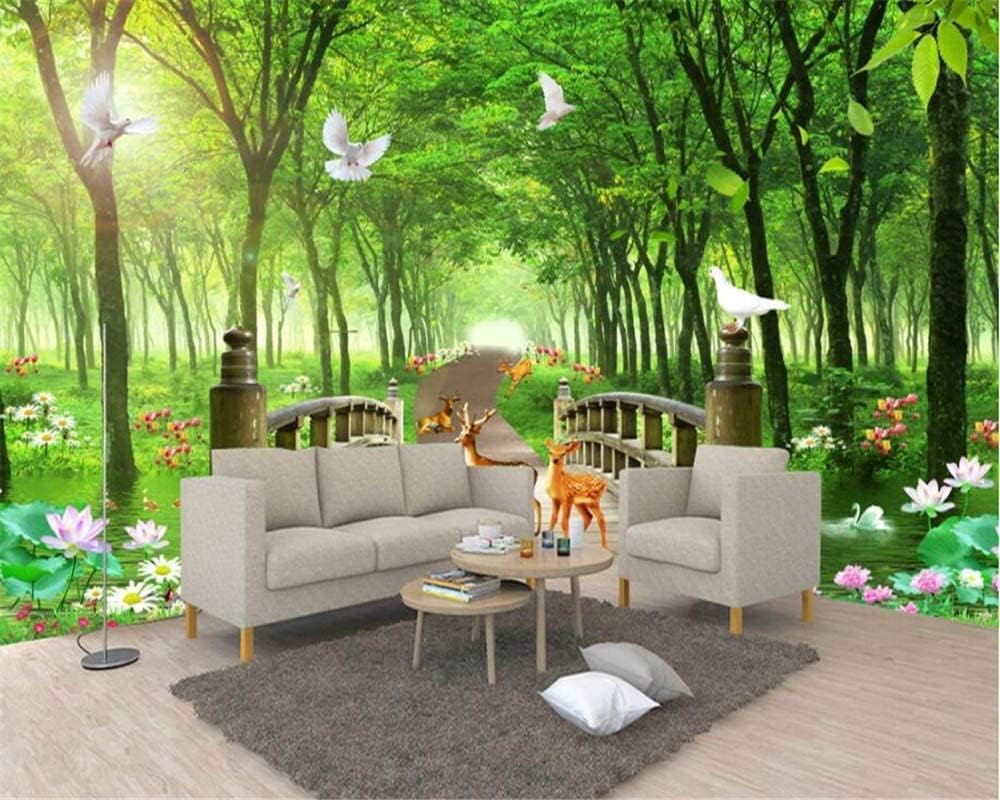 3D papier peint salon forêt verte fleur lotus paysage moderne 150cm