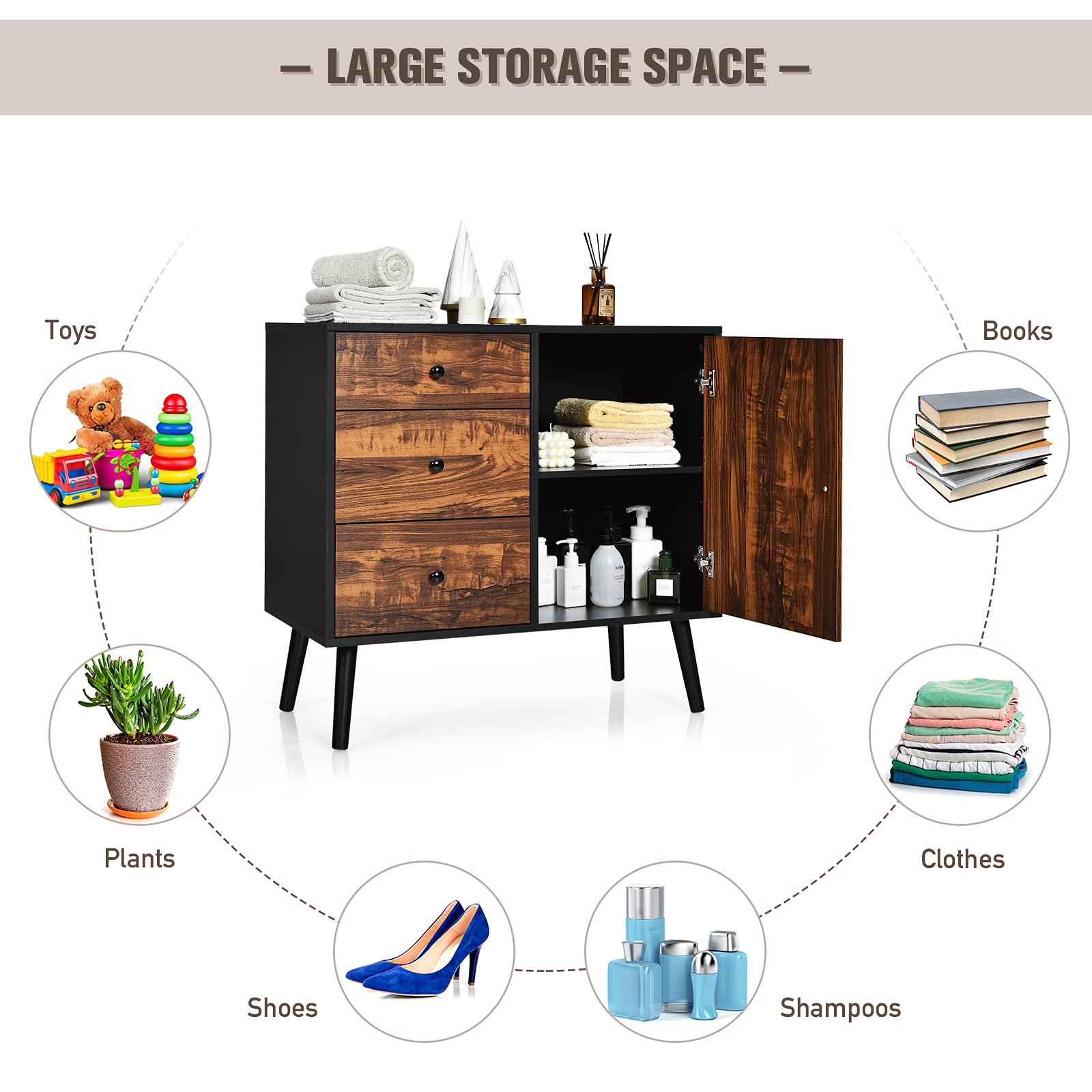 Buy CASART Vintage Storage Wooden Storage Cupboard with 3