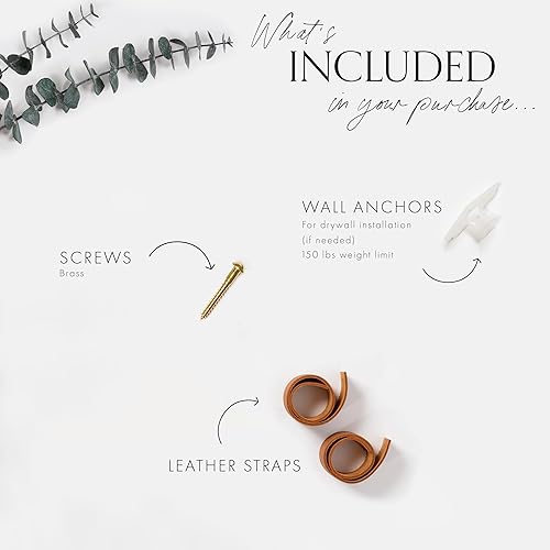 Miniatura 4 de KEYAIIRA - Black Curtain rod holder leather curtain rod bracket holders leather loop strap for wall boho pole hanger wall blanket display farm house