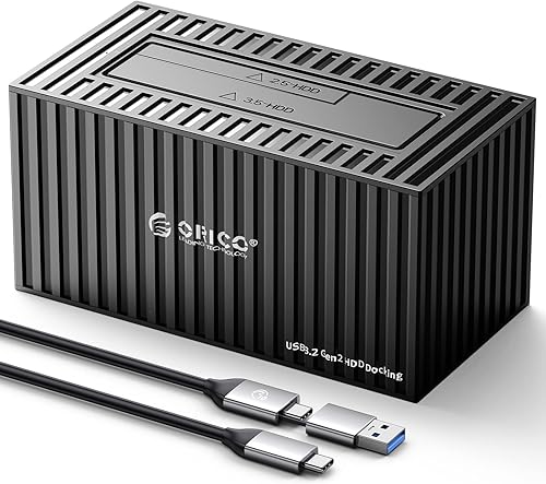 ORICO Estación de acoplamiento de disco duro de 3.5 pulgadas USB 3.0Tipo-C 2IN1 Cable a SATA Carcasa de disco duro externo de aluminio para 2.53.5