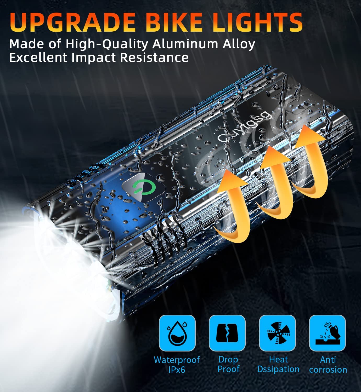 Luce per bicicletta da 10000 lumen, super luminosa, 6 LED, ricaricabile, fanale posteriore con 10 modalità, staffa girevole a 360°, luce impermeabile in alluminio, durata 72 ore in su, antiurto per